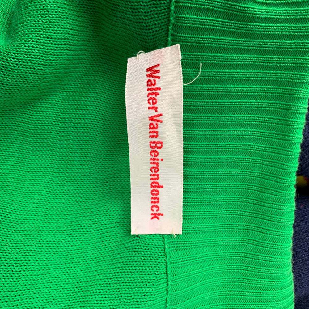 WALTER VAN BEIRENDONCK 2006 Blue & Green Wool  Cotton Reversible Cardigan - Picture 9 of 9